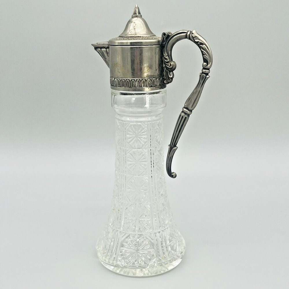 VTG Raimond Silverplate and Patterned Glass Claret Wine Jug Decanter ~ Italy